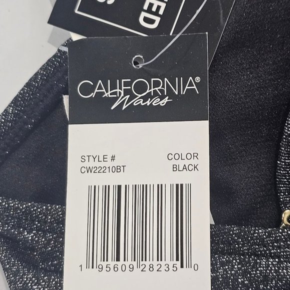 California Waves Metallic Shine Bandeau Neckline Bikini Top - Picture 7 of 9